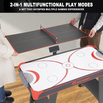 Air Hockey Table, Indoor Hockey Arcade Game Table w/2 Pucks, 2 Pushers, LED Scoreboard, Powerful 12V Motor, Perfect for Adults and Kids, Game Room, Home, Office