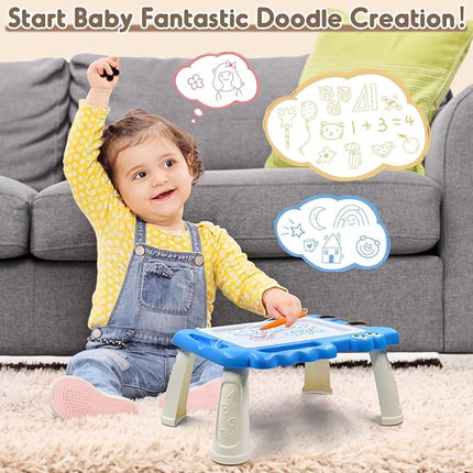 AiTuiTui Magnetic Drawing Board Toddler Toys with Legs for Girls Boys, Color Sketch Writing Scribble Doodle Pad Travel Games, Educational Learning Kids Toys for Toddlers Birthday (Blue)