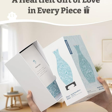 PieceRelax Unique Flower Vase - 3D Puzzle Vase for Adults to Flower Arrangement and Home Decoration Made by 160 Curved and Translucent Plastic Puzzle Pieces - Spring Symphony [S1040]