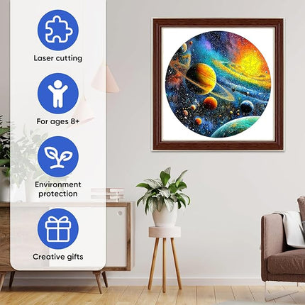 500 Pieces Puzzles for Adults＆Children - Space Themed Solar System Jigsaw Puzzle, Colorful Astronomy Design, Creative Gift Idea for Science Enthusiasts, 16.5x16.5 in