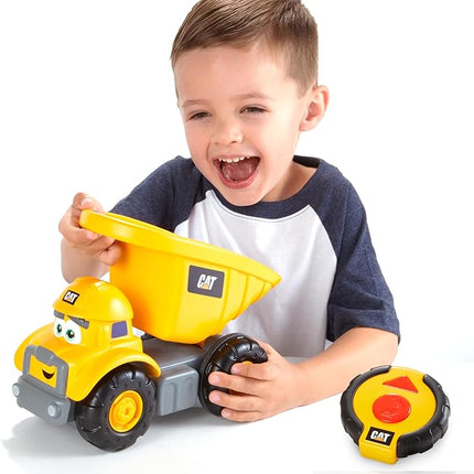 CAT Construction Toys, Junior Crew Lil' Movers Remote Control Truck, RC Car + Dump Truck, Working Headlights, with Child Friendly Controller