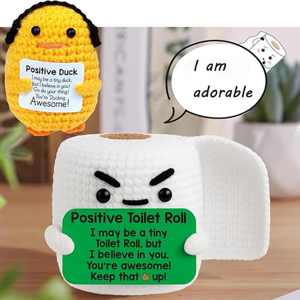 Inspirational Birthday Gifts for Women - Handmade Positive Emotional Uplifting Support Small Funny Cute Crochet Duck Paper Towel Pickle for Her Him Men Friends Coworkers Colleges Graduation