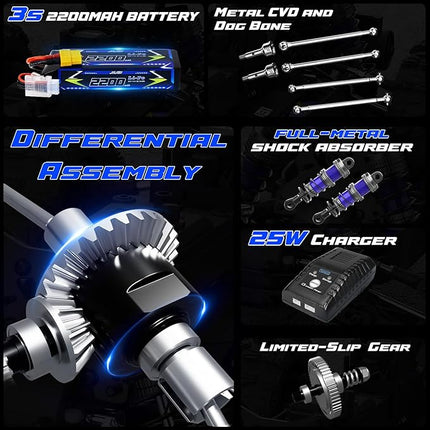 1:14 Brushless RC Trucks for Adults,Max 50mph Electric Off-Road Monster Truck,High Speed 4X4 Remote Control Car with 25W Fast Charger,Waterproof RC Truck with 3S Lipo