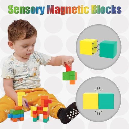 100 PCS Magnetic Building Blocks, for Toddlers Age 3-5, for Kids Ages 4-8,Magnetic Cubes, Preschool Educational Sensory Magnet Toys for Boys and Girls