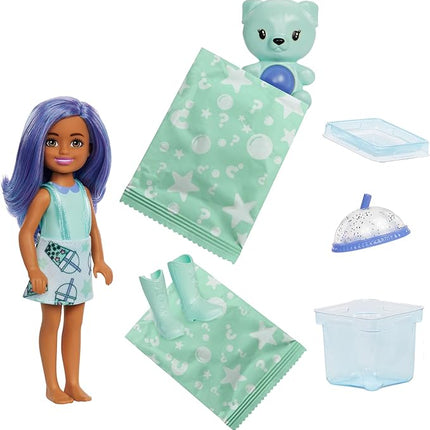 Barbie Chelsea Pop Reveal Bubble Tea Series Set with Themed Package & 5 Surprises Including Scented Small Doll & Pop-It Pet (Styles May Vary)