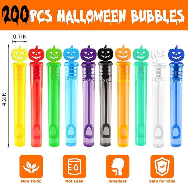 200PCS Halloween Party Favor, Halloween Bubble Wands for Kids, Halloween Trick or Treat Toys, Goodies Bag Fillers, Pinata Fillers, Mini Bubble Wands for Party Supplies