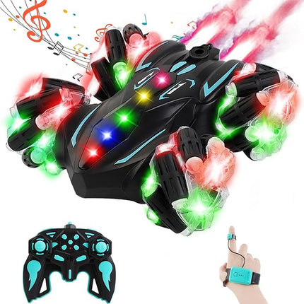 Upgraded Gesture Sensing RC Stunt Car,360° Spins Double-Sided Hand Controlled RC car Spray Watch Remote Control Car with Lights Music Birthday Gifts Toys for Boys Age6-8 8-12