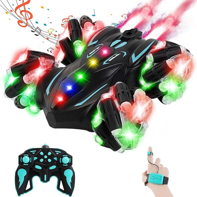 Upgraded Gesture Sensing RC Stunt Car,360° Spins Double-Sided Hand Controlled RC car Spray Watch Remote Control Car with Lights Music Birthday Gifts Toys for Boys Age6-8 8-12