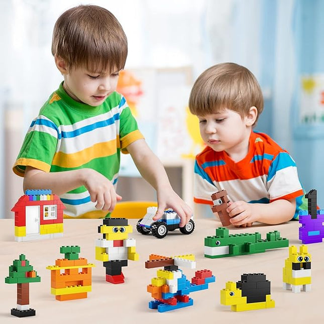 burgkidz Building Bricks 568 Pieces Toys, Classic Building Blocks Includes Wheels, Door, Window, Compatible Bulk Block with Storage Box and Baseplate, STEM Educational Gift for Kids 3+ Year