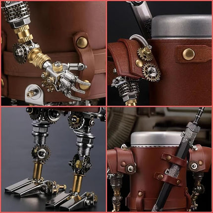 Adult 3D Metal Puzzle, Steampunk Style Pen Holder Metal Model Set, 3D Metal Puzzle Mechanical Pen Holder Building Blocks, DIY Mechanical Model Set, a high-end Gift for Men