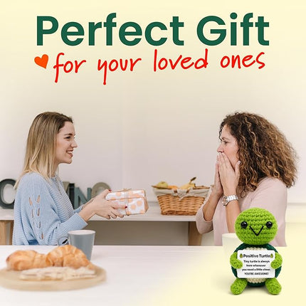 Positive Turtle New - Positive Crochet Animals Handmade Emotional Support Crochet Doll Desk Decor Pickle Gifts Emotional Support Plush for Anxiety & Stress Relief