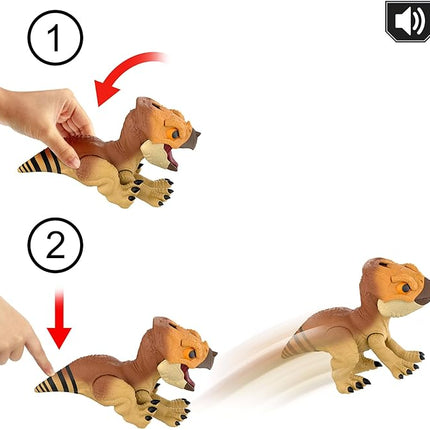 Mattel Jurassic World Rebirth Primal Protector Aquilops Dolores Interactive Dinosaur Toy with Attack Action & Sounds, Pet-Style Electronic Figure with Food Accessory