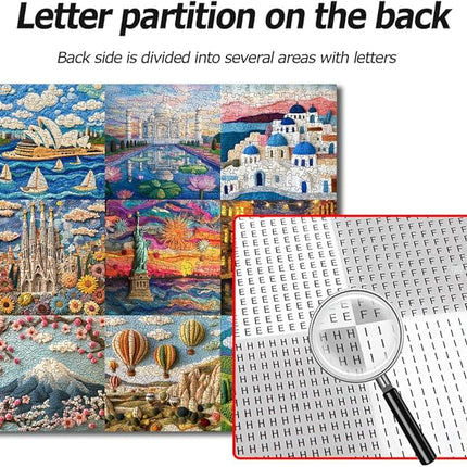 Bgraamiens 1000 Piece Jigsaw Puzzles for Adults – World Travel Landmarks Puzzle – Felt Style Cultural Icons from Around The Globe – Premium Relaxing Gift with Global Architecture