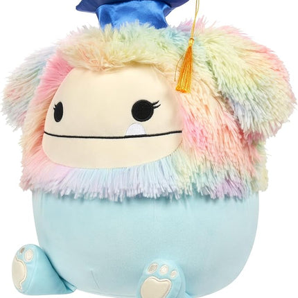 Squishmallows Original 12-Inch Zozo Blue Bigfoot with Rainbow Mane and Graduation Cap - Official Jazwares Plush
