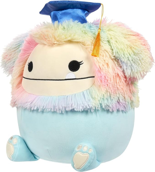 Squishmallows Original 12-Inch Zozo Blue Bigfoot with Rainbow Mane and Graduation Cap - Official Jazwares Plush