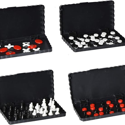 Point Games Travel Board Game Set - Bundle Pack of 4 Classic Magnetic Games, Stocking Stuffers for Kids Includes Individual Boards & Pieces