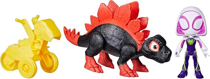 Spidey and his Amazing Friends Marvel Dino-Webs Dino Spin & Ghost-Spider 4-inch-Scale (10cm) Spider-Man Action Figure Set, Toys for Kids Ages 3 and Up