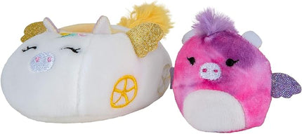 Squishville by Squishmallows Maribel in Plane & Willow in Carriage Two 2” Soft Mini-Squishmallow Butterfly and Tie-dye Pegasus Plush, Plush Carriage and Plane Vehicles Irresistibly Soft Colorful Plush