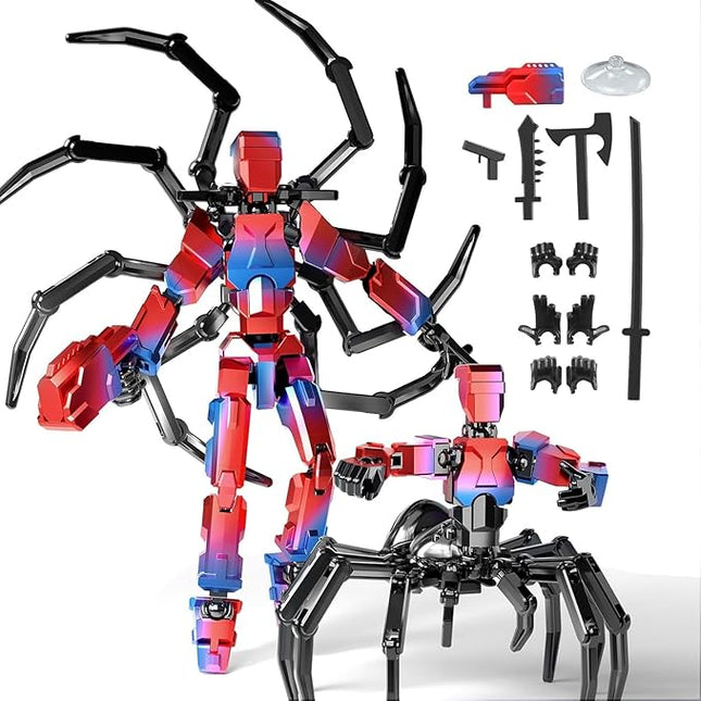 Spider T13 Action Figure Set -Titan 13 Action Figure with Sucker Spider T-13 Collectible 3D Printed Toys Highly Detailed Action Figures for Collectors and Fans （Assembly Required）- Red