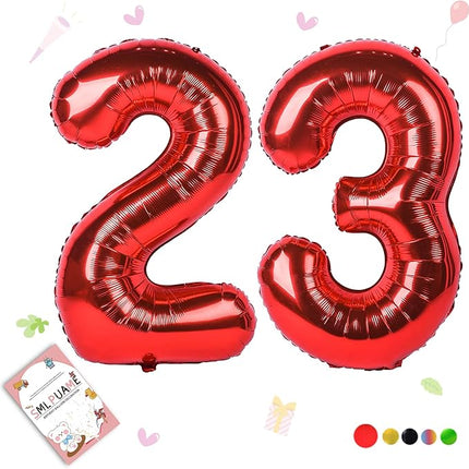 Smlpuame 40 inch Number Balloon 0-9 Red Large Number 23 Balloons,Digital Balloons for Birthday Party Celebration Decorations Supplies, Helium Foil Number Balloons for Wedding Anniversary