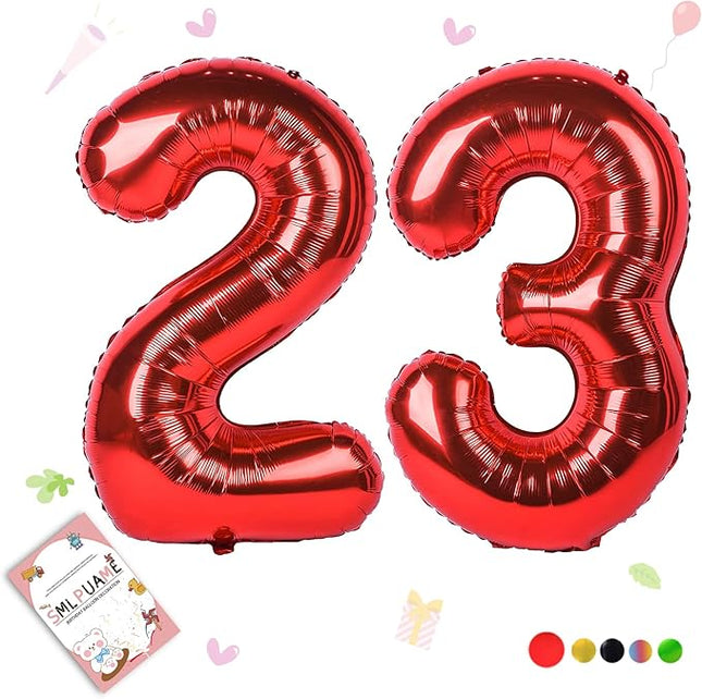 Smlpuame 40 inch Number Balloon 0-9 Red Large Number 23 Balloons,Digital Balloons for Birthday Party Celebration Decorations Supplies, Helium Foil Number Balloons for Wedding Anniversary
