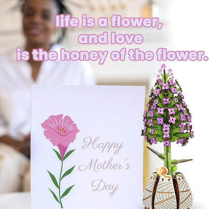 Jege 3D Flowers Wooden Puzzles for Adults,DIY Wooden 2 Flowers per Kit Building Set for Home Decor, Creative Craft Gift Toys Kits with 2 Perfume Bottles and Diffuser Sticks (Rose + Lilac)