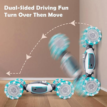 PREPOP Gesture Sensing RC Stunt Car, Birthday for Age 6 7 8-12 13+ Year Old Boys - Cool Toys for Kids, Hand Controlled Remote Control Twist Vehicle with Lights & Music, 4WD Rotating
