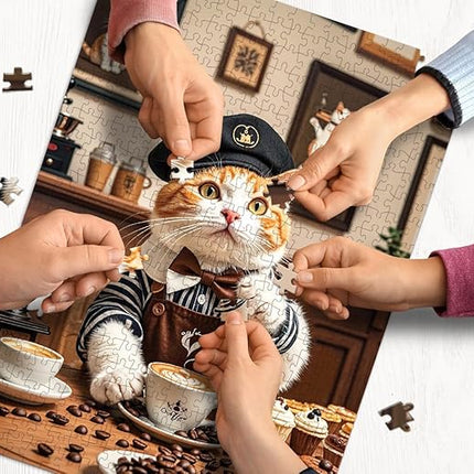 500 Pieces Jigsaw Puzzles for Adults and Teens and Kids Family Happy Gift Idea Cats Selfie (Cat Barista)
