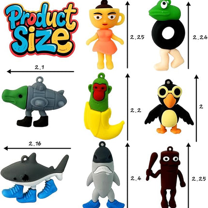 24PCS Tralalero Tralala Action Figure,Tung Tung Sahur Meme Unique Action Figures Decorations Gifts,Brainrot Meme Shark Figures Toys 2.5in, Toys Desktop Decor (Yellow)