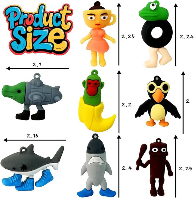 24PCS Tralalero Tralala Action Figure,Tung Tung Sahur Meme Unique Action Figures Decorations Gifts,Brainrot Meme Shark Figures Toys 2.5in, Toys Desktop Decor (Yellow)