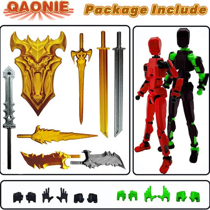 3D Printed 5.54-inch Multi-Jointed Action Figures Dummy13, Full Body Mechanical Movable Toy, Multiple Accessories, Hand Painted Figure, Desk Decoration, Creative Gifts (Z-Set2)