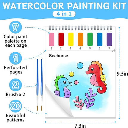 Paint with Water Coloring Books for Toddlers,Sea World Theme Mess Free Watercolor Painting Papers for Kids Water Color Paint Kit Art Craft Gift for Ages 1-3,4-8
