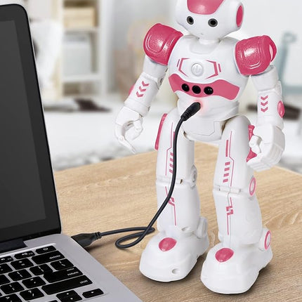 KingsDragon RC Robot Toys for Kids, Gesture & Sensing Remote Control Robot for Age 3 4 5 6 7 8 Year Old Boys Girls Birthday Present (Pink)