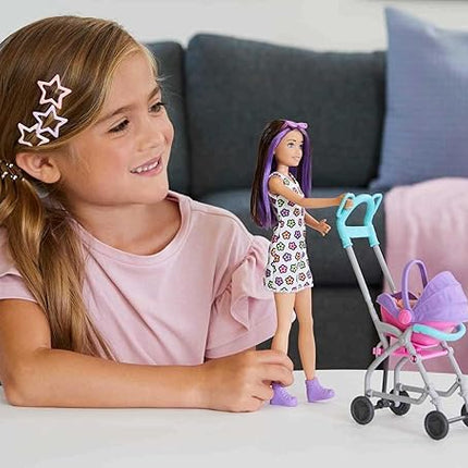 Barbie Skipper Babysitters, Inc. Playset with Skipper Babysitter Doll (Brunette), Stroller, Baby Doll & 5 Accessories, Toy for 3 Year Olds & Up