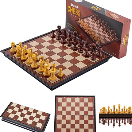 Chess Sets Magnetic Board Games - 9.5 Inches Travel Chess Set for Teenager & Adults, Wooden-Style Folding Portable Chess Gifts Classic 2-Player Strategy Family Game for Beginner and Professional