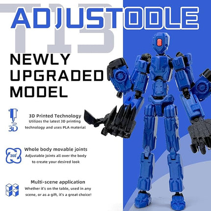 8Inch T13 Action Figure Assembly Completed,3D Printed Multi-Jointed Movable Toy Nova 13 Action Figures Desktop Decorations for Game Lovers Toy (Blue)