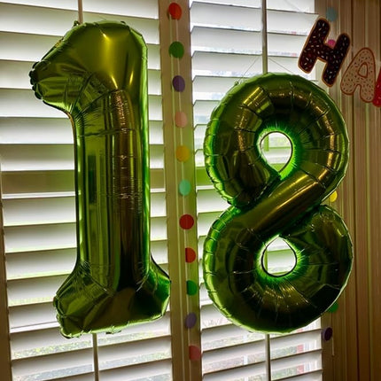 Smlpuame 40 inch Number Balloon 0-9 Green Large Number 90 Balloons,Digital Balloons for Birthday Party Celebration Decorations Supplies, Helium Foil Number Balloons for Wedding Anniversary