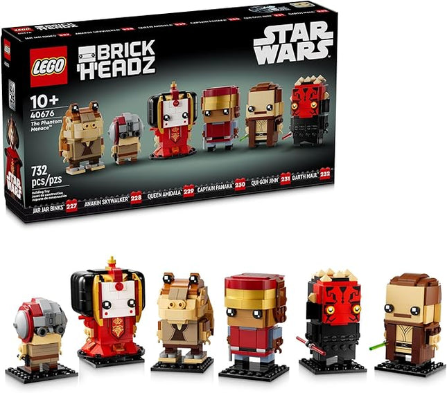 LEGO Star Wars BrickHeadz The Phantom Menace - Collectible Star Wars Figures of Annakin, Darth Maul, & More - Gift for Fans - 40676