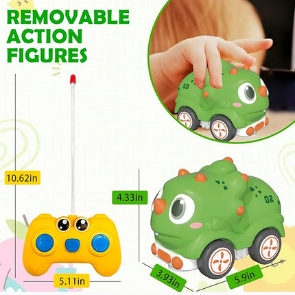 Remote Control Car for Toddlers 18M+, Safe & Durable Cartoon Silicone Crash-Resistant RC Car, Dinosaur Toys for 18M+ Boys & Girls, Christmas Birthday Gift Ideas for Kid Girls & Boys