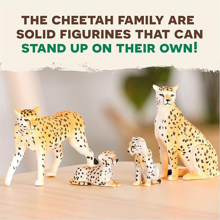 Terra by Battat – 4 Pieces Cheetah Family – 1 – 4-Inch Plastic Cheetah Figurines – Realistic Zoo Safari Animals for Kids – Educational Toy Figures – Inspires Imaginative Play – 3+ Years