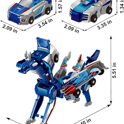 2-in-1 Collision Transformation Dinosaur Car Toy |Magnetic Cars Convertible Robot Toys|DinosaurToys for Kids 3-12 Ideal Christmas Birthday Gift for Boys (Blue)