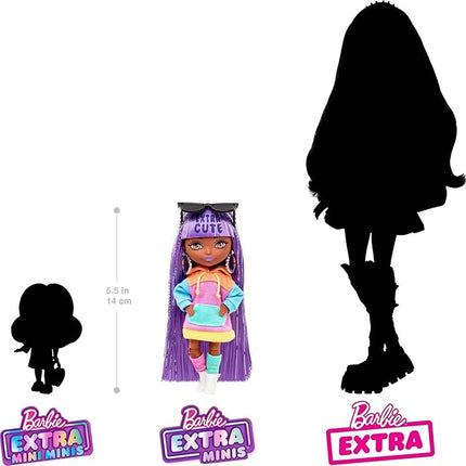 Barbie Extra Minis Doll & Accessories with Blonde Hair Wearing Shimmery Dress & Furry Shrug, 5.5-inch