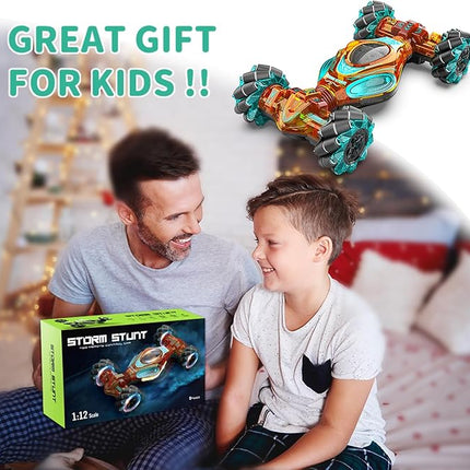 RC Car Gesture Hand Gesture Sensing RC Stunt Double-Side Flip 360° All-Round Rotation Drift Twist Car with Light Music for Boys Kids Birthday Xmas Gift