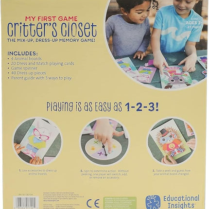 Educational Insights My First Game: Critter’s Closet, First Memory Game, Toddler Toys, Ages 3+