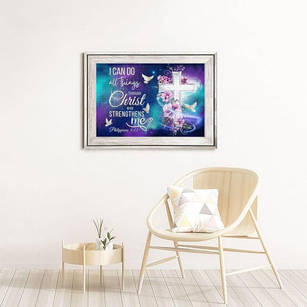 Christian Jigsaw Puzzles 1000 Pieces for Adults, Shining Cross & Philippians 4:13 Bible Verse, Uplifting Religious Wooden Puzzle, Faith-Based Gift