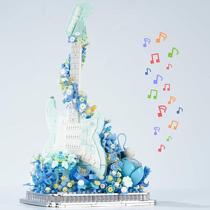 Flower Bouquet Guitar Building Blocks Set, 1125PCS Music Instruments Guitar Bricks Set, Gifts for Adults and Kids (bass)