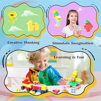 Building Blocks 208 Piece Set Compatible with All Major Brands, Classic Big Bricks for Kids Toddlers, STEM Large Building Toys with Gift Box for Boys Girls Ages 3 4 5 6 7 8+