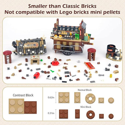 HIGH GODO Japan Street Mini Building Set, MOC Cute Takoyaki Shop Creative Japanese Architecture Set, Collectible Gifts for Adults Kids 6-12, NOT Compatible with Classic Bricks (951 Pieces)