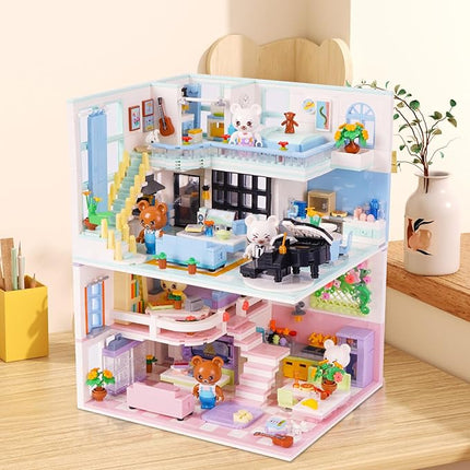Friends House Building Block Set, Bear Room Small Brick Model, Creative Construction Mini Building Block Toy, Hobbies Christmas Birthday Gift for Teens Children Kids Boys Girls 8+ 1165 PCS