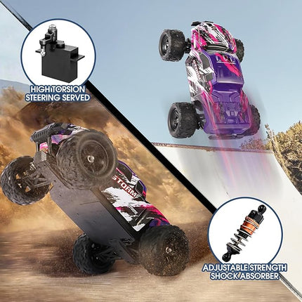 1:18 Scale RC Cars for Adults and Boys, 40KM/H Fast RC Cars 2.4Ghz Remote Control Car, 4X4 Off-Road Waterproof Monster RC Truck, Remote Control Truck with 2 Shells and 2 Rechargeable Batteries